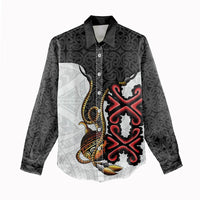 Personalised Papua New Guinea Oro Necklace Women Casual Shirt Black Melanesia Traditional Pattern LT9 - Polynesian Pride
