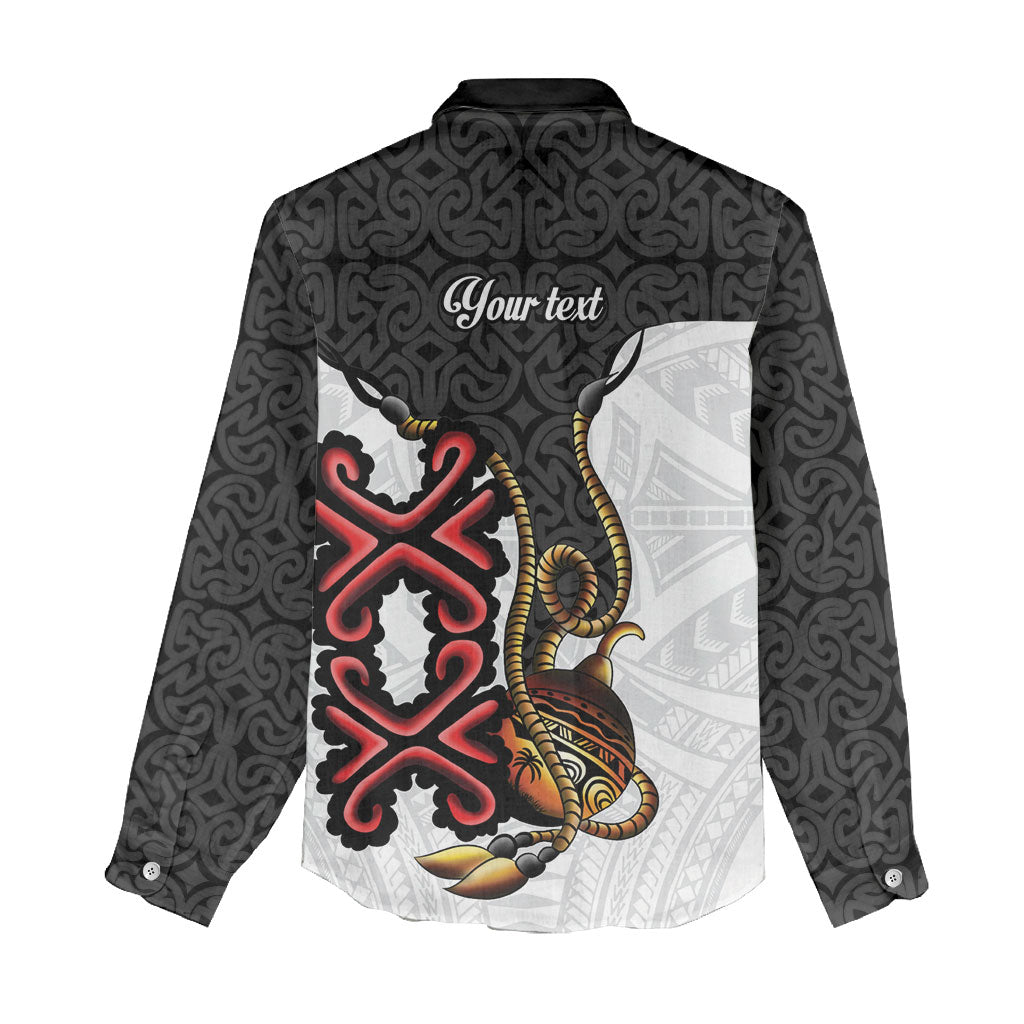 Personalised Papua New Guinea Oro Necklace Women Casual Shirt Black Melanesia Traditional Pattern LT9 - Polynesian Pride