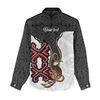 Personalised Papua New Guinea Oro Necklace Women Casual Shirt Black Melanesia Traditional Pattern LT9 - Polynesian Pride