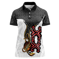 Personalised Papua New Guinea Oro Necklace Women Polo Shirt Black Melanesia Traditional Pattern LT9 Female Black - Polynesian Pride