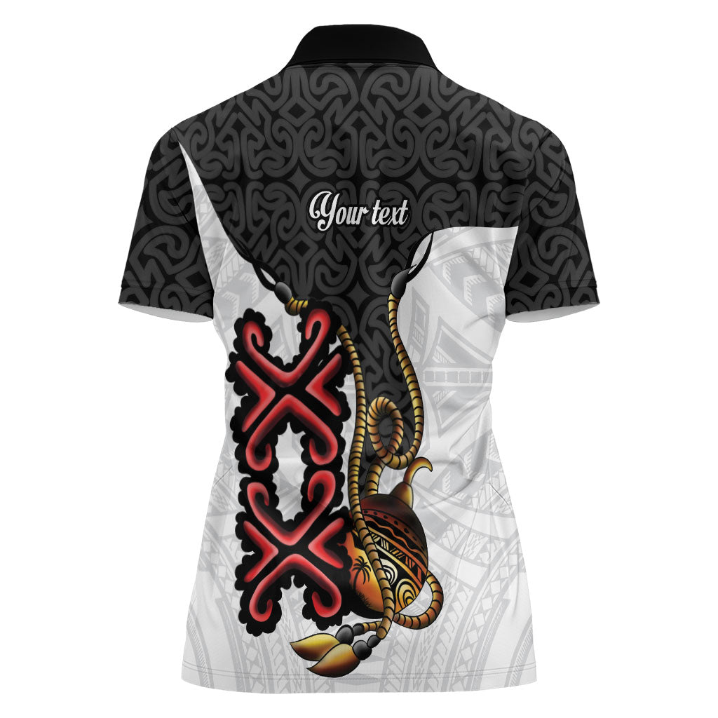 Personalised Papua New Guinea Oro Necklace Women Polo Shirt Black Melanesia Traditional Pattern LT9 - Polynesian Pride