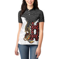 Personalised Papua New Guinea Oro Necklace Women Polo Shirt Black Melanesia Traditional Pattern LT9 - Polynesian Pride