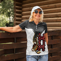 Personalised Papua New Guinea Oro Necklace Women Polo Shirt Black Melanesia Traditional Pattern LT9 - Polynesian Pride