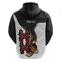 Personalised Papua New Guinea Oro Necklace Zip Hoodie Black Melanesia Traditional Pattern LT9 - Polynesian Pride