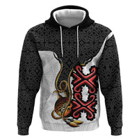 Personalised Papua New Guinea Oro Necklace Zip Hoodie Black Melanesia Traditional Pattern LT9 Pullover Hoodie Black - Polynesian Pride