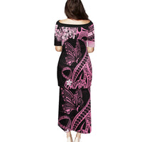 Polynesian Floral Butterfly Puletasi Breast Cancer Pink Ribbon LT9 - Polynesian Pride