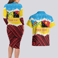 Personalised Torba PNG Forever Couples Matching Long Sleeve Bodycon Dress and Hawaiian Shirt Polynesian Sand Art LT9 - Polynesian Pride