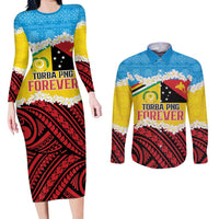 Personalised Torba PNG Forever Couples Matching Long Sleeve Bodycon Dress and Long Sleeve Button Shirt Polynesian Sand Art LT9 Green - Polynesian Pride