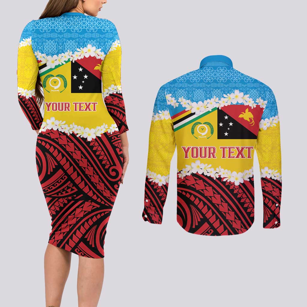 Personalised Torba PNG Forever Couples Matching Long Sleeve Bodycon Dress and Long Sleeve Button Shirt Polynesian Sand Art LT9 - Polynesian Pride