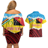 Personalised Torba PNG Forever Couples Matching Off Shoulder Short Dress and Hawaiian Shirt Polynesian Sand Art LT9 - Polynesian Pride