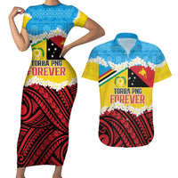Personalised Torba PNG Forever Couples Matching Short Sleeve Bodycon Dress and Hawaiian Shirt Polynesian Sand Art LT9 Green - Polynesian Pride