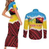 Personalised Torba PNG Forever Couples Matching Short Sleeve Bodycon Dress and Long Sleeve Button Shirt Polynesian Sand Art LT9 - Polynesian Pride