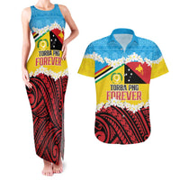 Personalised Torba PNG Forever Couples Matching Tank Maxi Dress and Hawaiian Shirt Polynesian Sand Art LT9 Green - Polynesian Pride