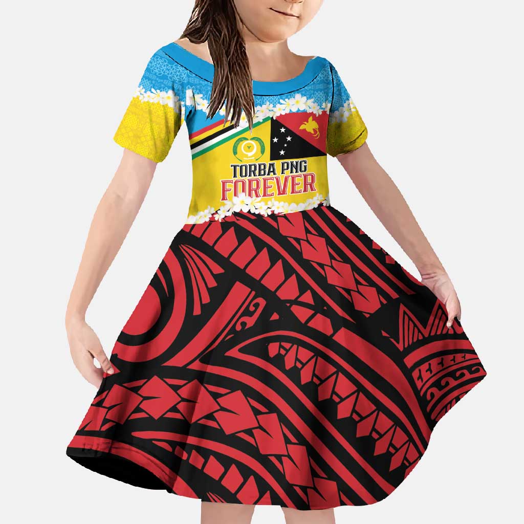 Personalised Torba PNG Forever Family Matching Off Shoulder Maxi Dress and Hawaiian Shirt Polynesian Sand Art LT9 Daughter's Dress Green - Polynesian Pride