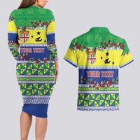Personalised Malampa Fiji Forever Couples Matching Long Sleeve Bodycon Dress and Hawaiian Shirt Tagimoucia Polynesian Sand Drawing LT9 - Polynesian Pride