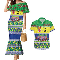 Personalised Malampa Fiji Forever Couples Matching Mermaid Dress and Hawaiian Shirt Tagimoucia Polynesian Sand Drawing LT9 Yellow - Polynesian Pride