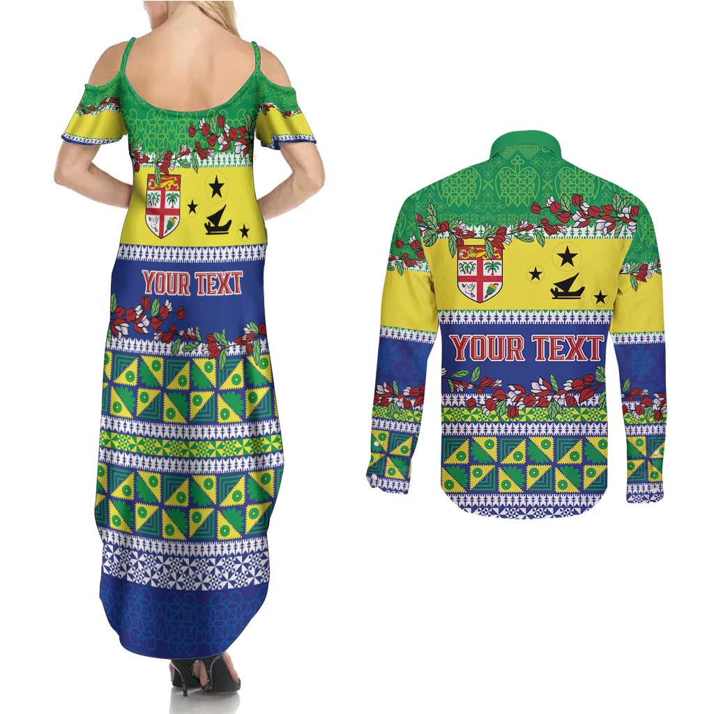 Personalised Malampa Fiji Forever Couples Matching Summer Maxi Dress and Long Sleeve Button Shirt Tagimoucia Polynesian Sand Drawing LT9 - Polynesian Pride
