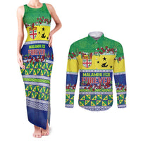 Personalised Malampa Fiji Forever Couples Matching Tank Maxi Dress and Long Sleeve Button Shirt Tagimoucia Polynesian Sand Drawing LT9 Yellow - Polynesian Pride