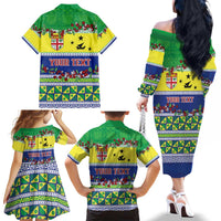 Personalised Malampa Fiji Forever Family Matching Off The Shoulder Long Sleeve Dress and Hawaiian Shirt Tagimoucia Polynesian Sand Drawing LT9 - Polynesian Pride