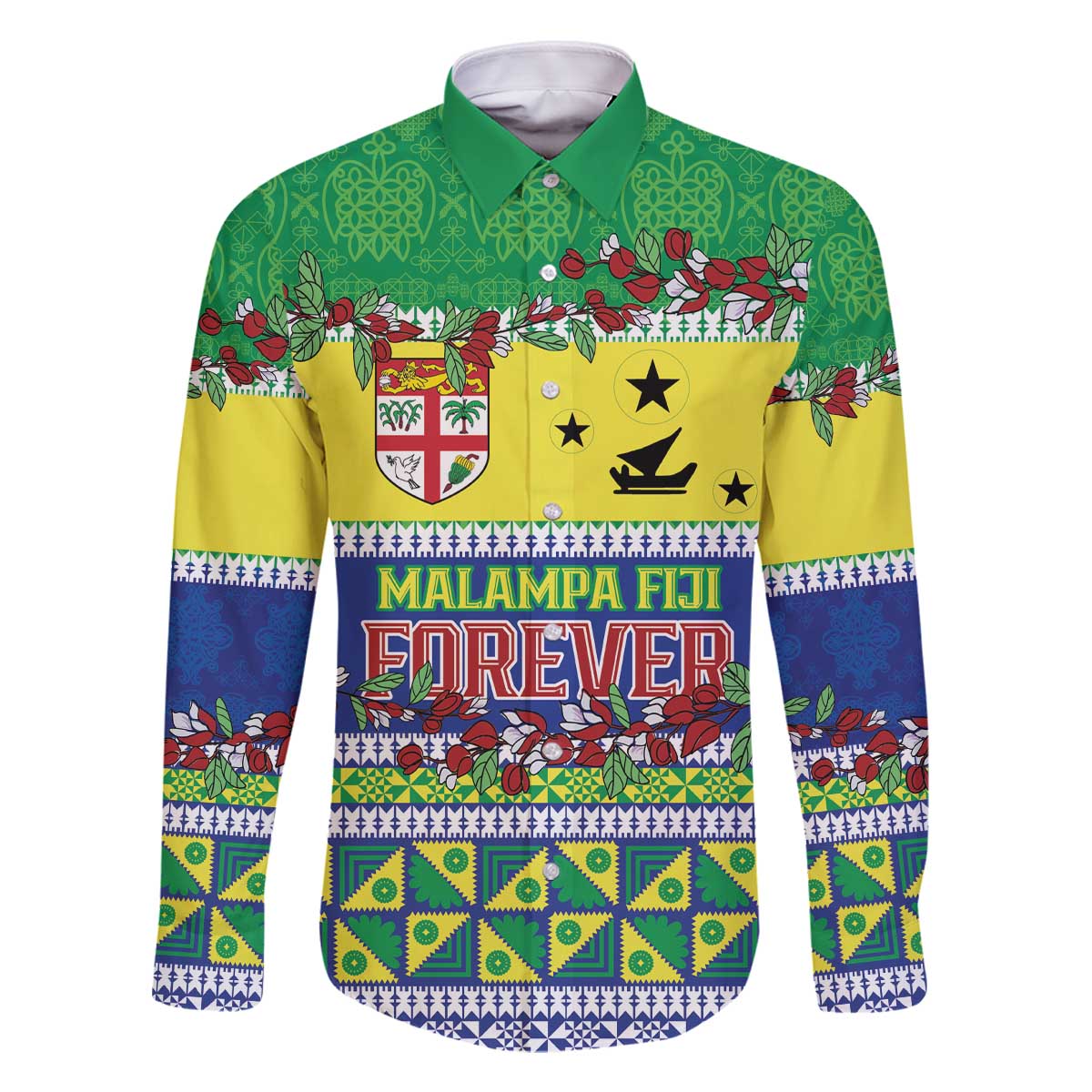 Personalised Malampa Fiji Forever Family Matching Off The Shoulder Long Sleeve Dress and Hawaiian Shirt Tagimoucia Polynesian Sand Drawing LT9 Dad's Shirt - Long Sleeve Yellow - Polynesian Pride