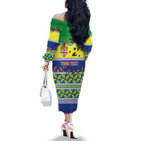 Personalised Malampa Fiji Forever Family Matching Off The Shoulder Long Sleeve Dress and Hawaiian Shirt Tagimoucia Polynesian Sand Drawing LT9 - Polynesian Pride