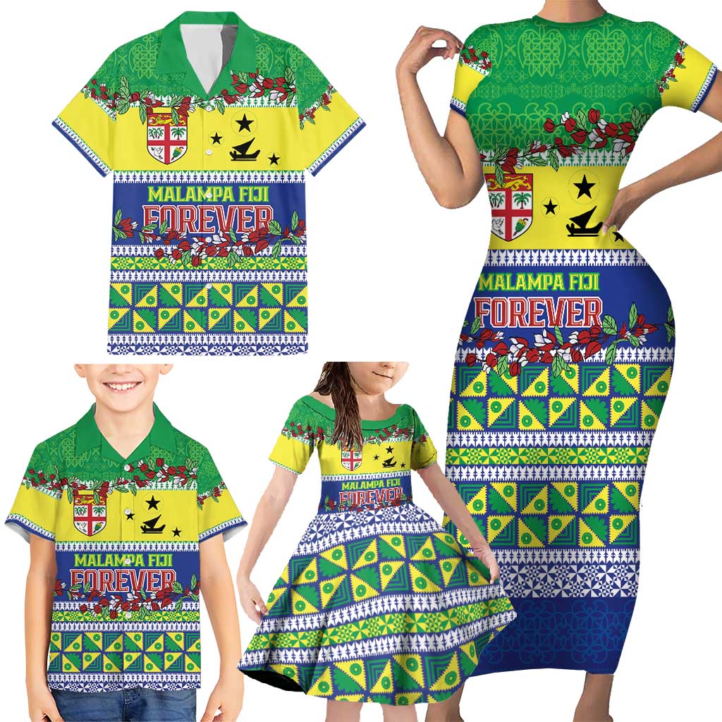 Personalised Malampa Fiji Forever Family Matching Short Sleeve Bodycon Dress and Hawaiian Shirt Tagimoucia Polynesian Sand Drawing LT9 - Polynesian Pride