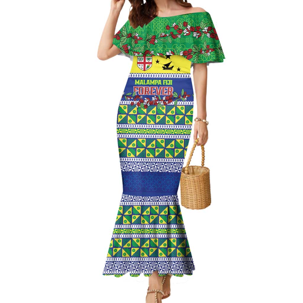 Personalised Malampa Fiji Forever Mermaid Dress Tagimoucia Polynesian Sand Drawing - Polynesian Pride