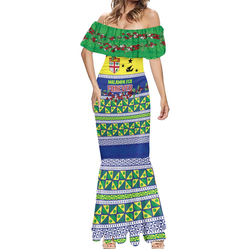 Personalised Malampa Fiji Forever Mermaid Dress Tagimoucia Polynesian Sand Drawing - Polynesian Pride