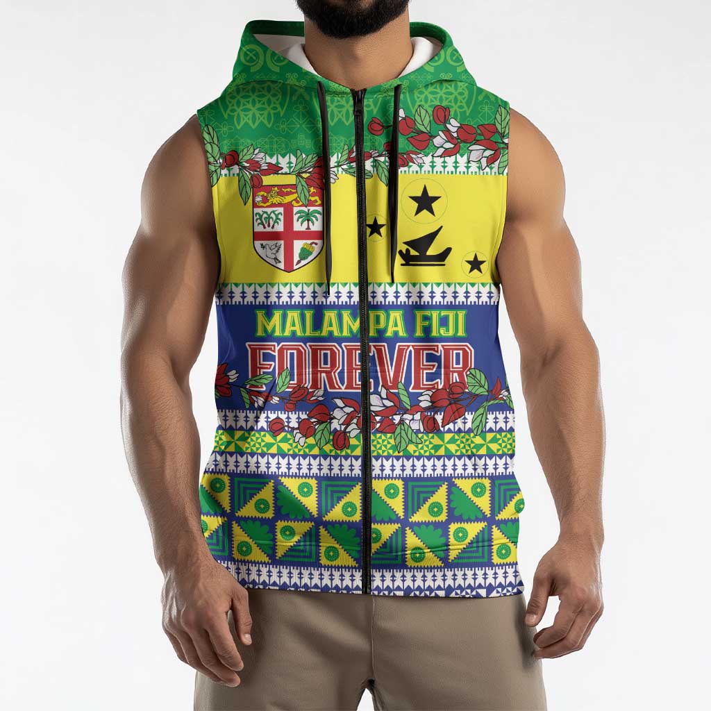 Personalised Malampa Fiji Forever Sleeveless Zip Hoodie Tagimoucia Polynesian Sand Drawing LT9 - Polynesian Pride