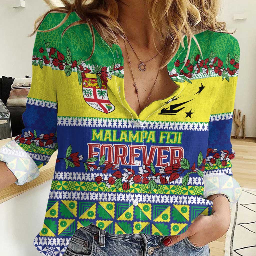 Personalised Malampa Fiji Forever Women Casual Shirt Tagimoucia Polynesian Sand Drawing LT9 Female Yellow - Polynesian Pride