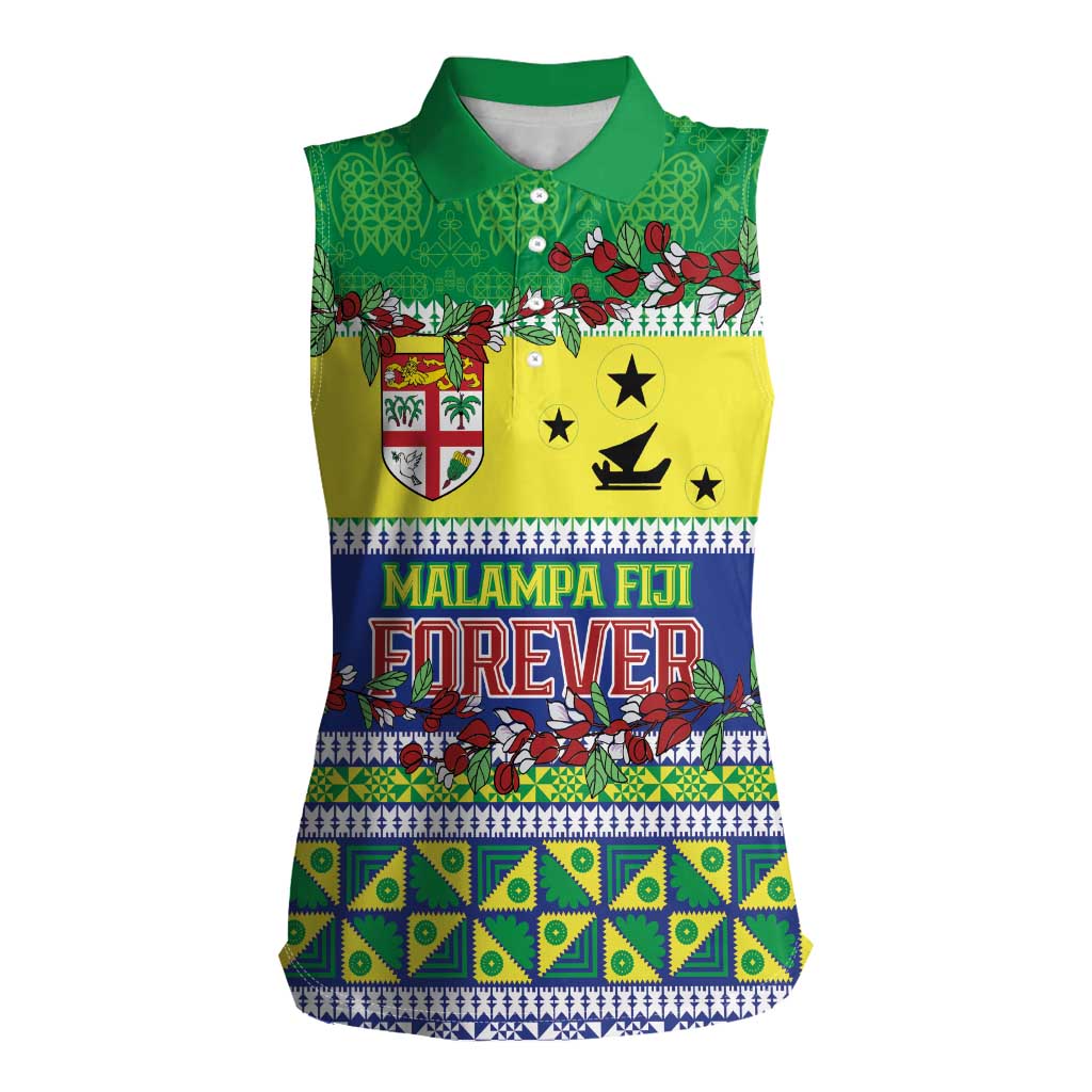 Personalised Malampa Fiji Forever Women Sleeveless Polo Shirt Tagimoucia Polynesian Sand Drawing LT9 Female Yellow - Polynesian Pride