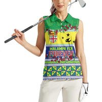 Personalised Malampa Fiji Forever Women Sleeveless Polo Shirt Tagimoucia Polynesian Sand Drawing LT9 - Polynesian Pride