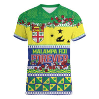 Personalised Malampa Fiji Forever Women V-Neck T-Shirt Tagimoucia Polynesian Sand Drawing LT9 Female Yellow - Polynesian Pride