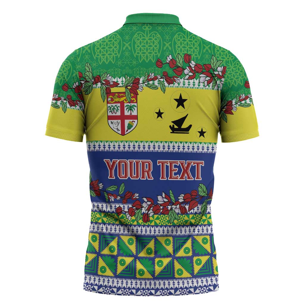 Personalised Malampa Fiji Forever Zipper Polo Shirt Tagimoucia Polynesian Sand Drawing LT9 - Polynesian Pride