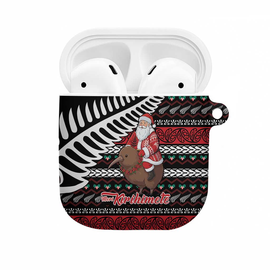 New Zealand Kiwi Santa Christmas AirPods Case He Wairua Kirihimete LT9 Black - Polynesian Pride