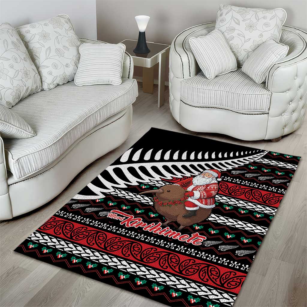 New Zealand Kiwi Santa Christmas Area Rug He Wairua Kirihimete - Polynesian Pride