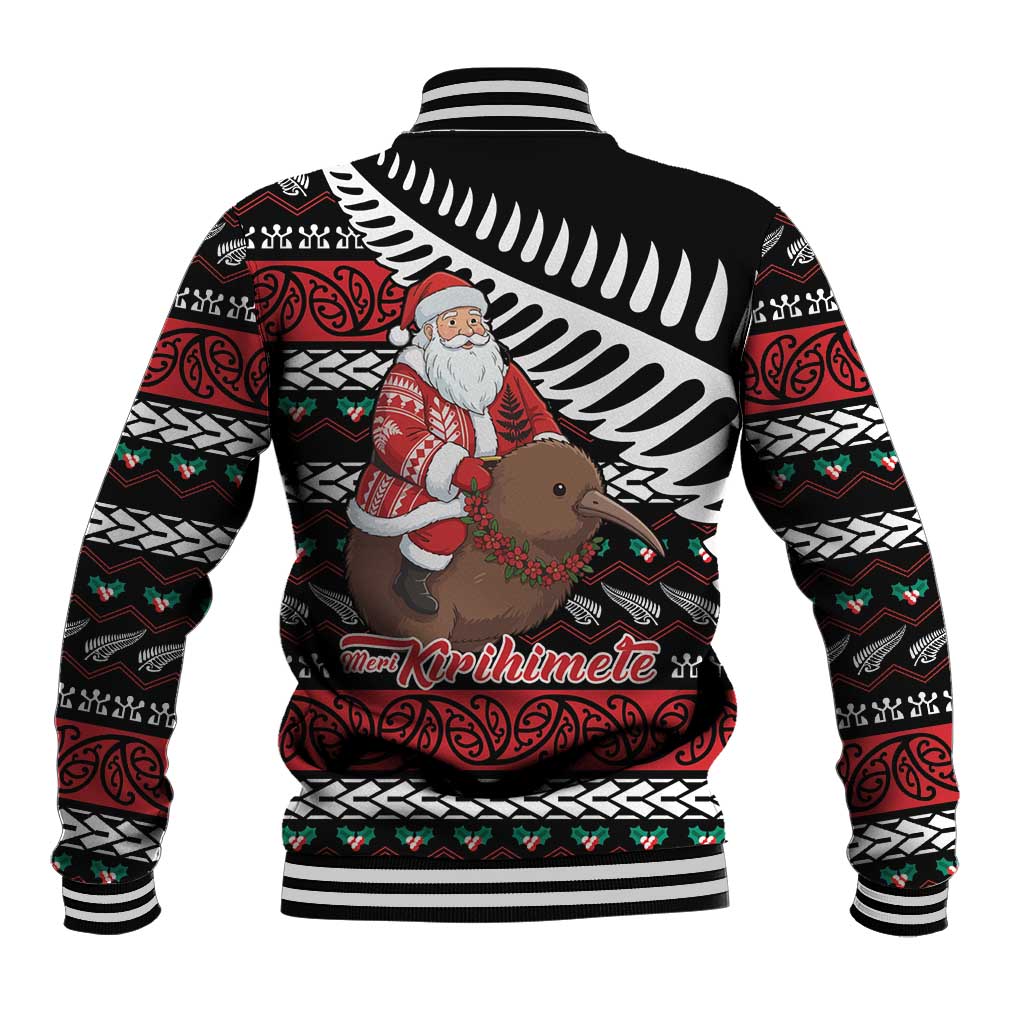 New Zealand Kiwi Santa Christmas Baseball Jacket He Wairua Kirihimete LT9 - Polynesian Pride