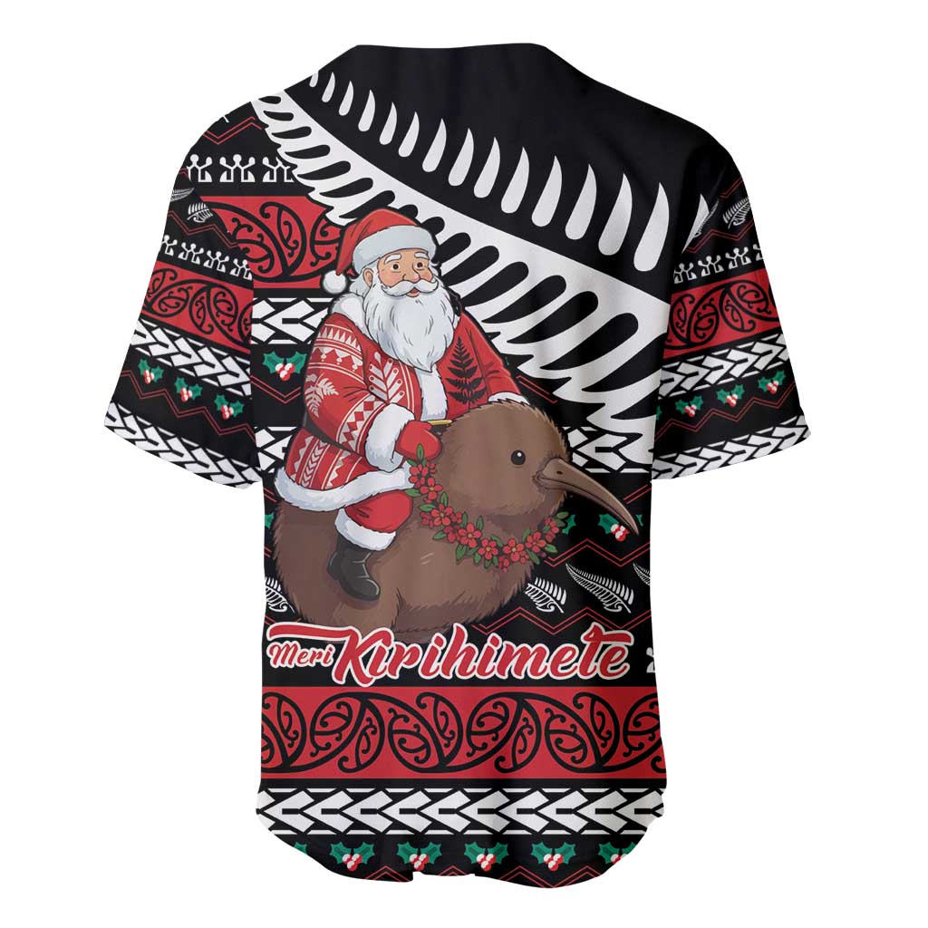 New Zealand Kiwi Santa Christmas Baseball Jersey He Wairua Kirihimete LT9 - Polynesian Pride