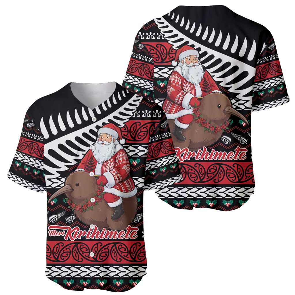 New Zealand Kiwi Santa Christmas Baseball Jersey He Wairua Kirihimete LT9 - Polynesian Pride