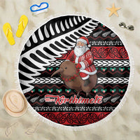 New Zealand Kiwi Santa Christmas Beach Blanket He Wairua Kirihimete LT9 One Size 150cm Black - Polynesian Pride