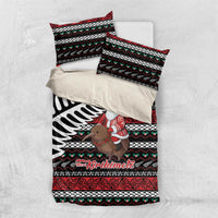 New Zealand Kiwi Santa Christmas Bedding Set He Wairua Kirihimete LT9 US Twin 172cm x 218cm Black - Polynesian Pride