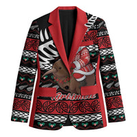 New Zealand Kiwi Santa Christmas Blazer He Wairua Kirihimete LT9 Unisex Black - Polynesian Pride