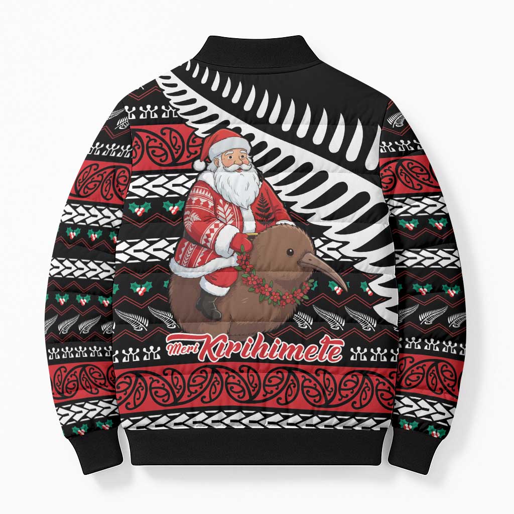 New Zealand Kiwi Santa Christmas Bomber Puffer Jacket He Wairua Kirihimete LT9 - Polynesian Pride