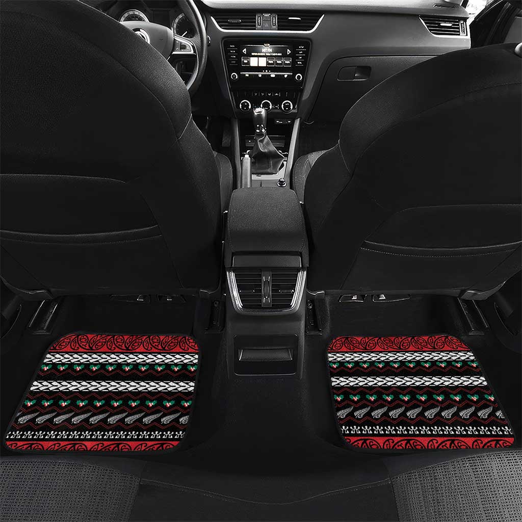 New Zealand Kiwi Santa Christmas Car Mats He Wairua Kirihimete LT9 Set 2pcs - Back Black - Polynesian Pride