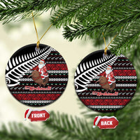 New Zealand Kiwi Santa Christmas Ceramic Ornament He Wairua Kirihimete LT9 Circle Black - Polynesian Pride