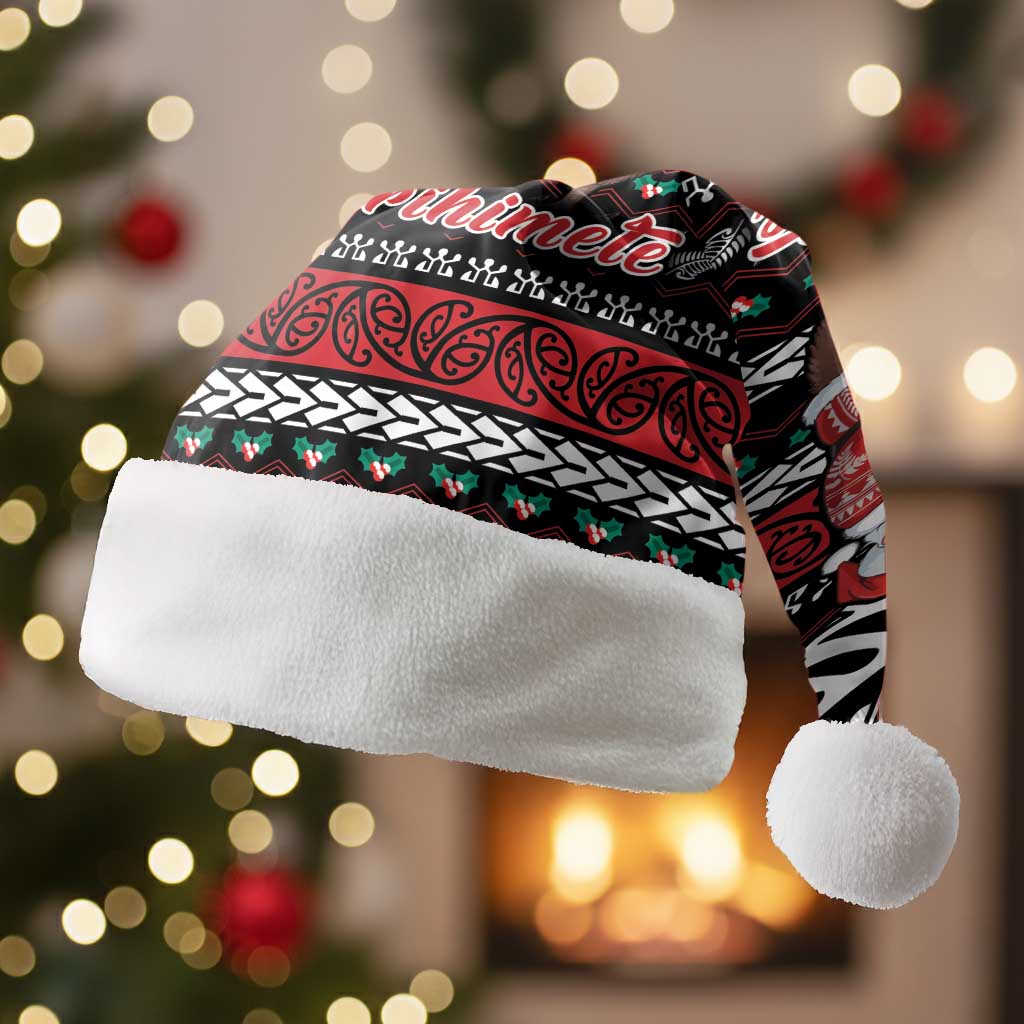 New Zealand Kiwi Santa Christmas Santa Hat He Wairua Kirihimete LT9 Without Fur Black - Polynesian Pride