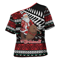 New Zealand Kiwi Santa Christmas Cross Shoulder Shirt He Wairua Kirihimete LT9 - Polynesian Pride