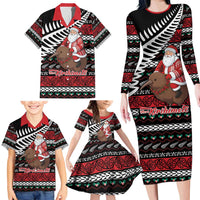 New Zealand Kiwi Santa Christmas Family Matching Long Sleeve Bodycon Dress and Hawaiian Shirt He Wairua Kirihimete LT9 - Polynesian Pride