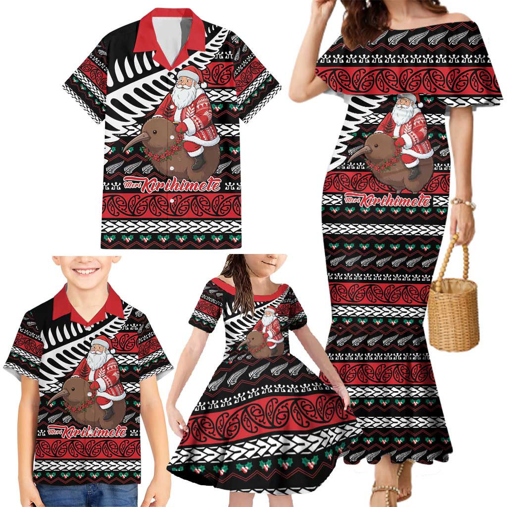 New Zealand Kiwi Santa Christmas Family Matching Mermaid Dress and Hawaiian Shirt He Wairua Kirihimete LT9 - Polynesian Pride