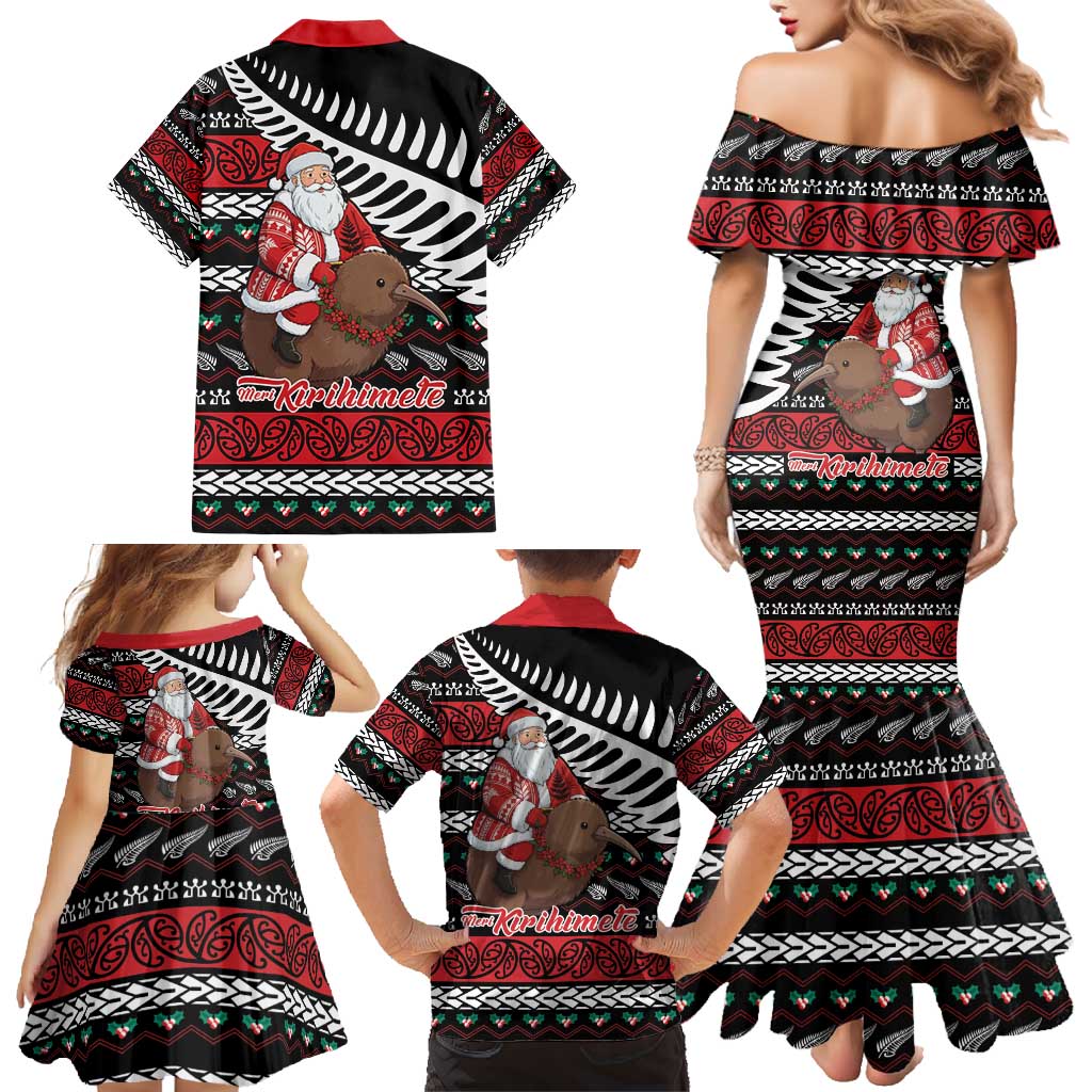 New Zealand Kiwi Santa Christmas Family Matching Mermaid Dress and Hawaiian Shirt He Wairua Kirihimete LT9 - Polynesian Pride